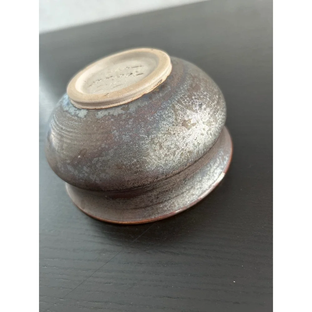 Studio Pottery Signed Iridescent Glaze Soup Bowl 2012 Handcrafted Ceramic Art
